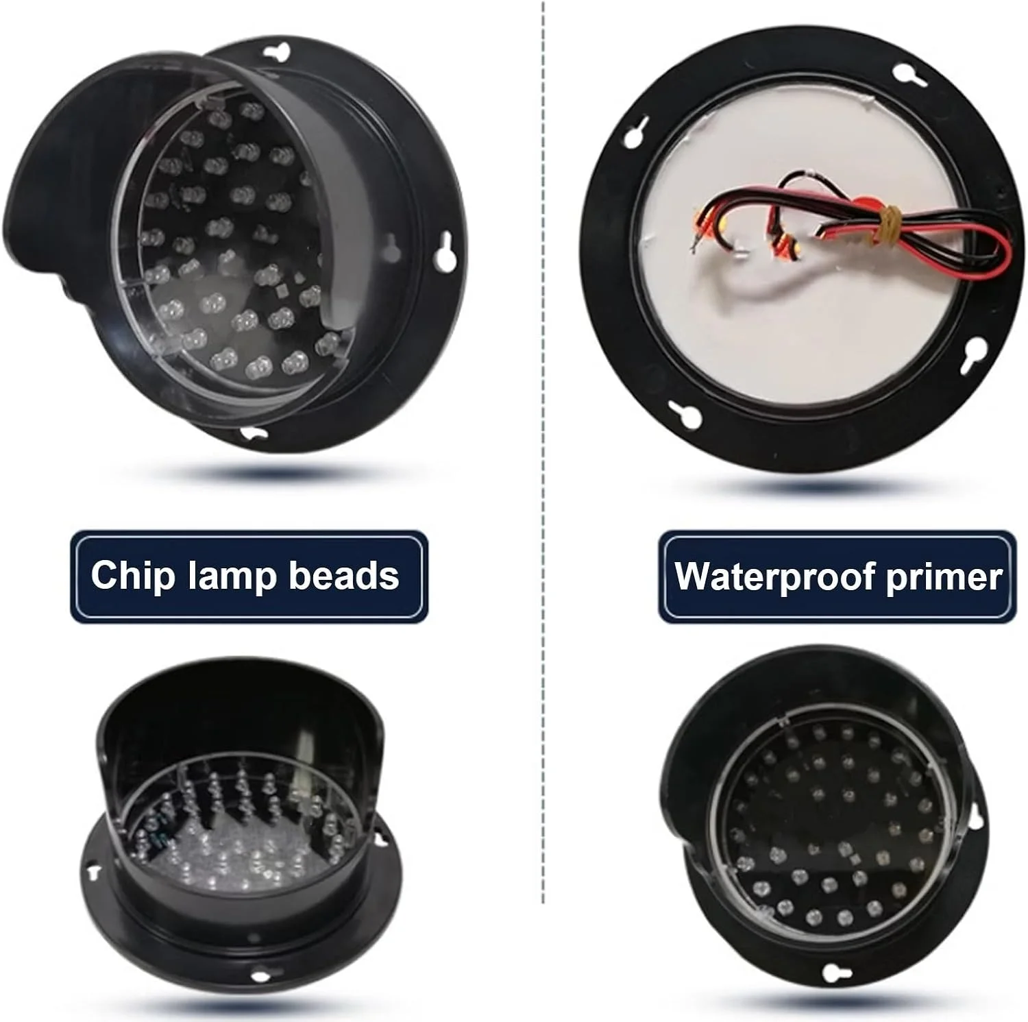 ไฟเตือนจราจร 60LED ขนาด 4.9 นิ้ว, กันน้ำและทนต่ออุณหภูมิสูง, โครงสร้างพลาสติก PC, ไฟตกแต่งรถบรรทุกและไฟคนเดินเท้า