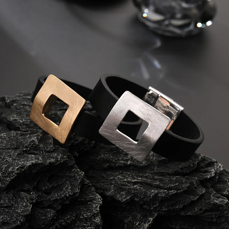 

Kaseakia Square Chunky Metal Pendant Adjustable Bracelets for Women