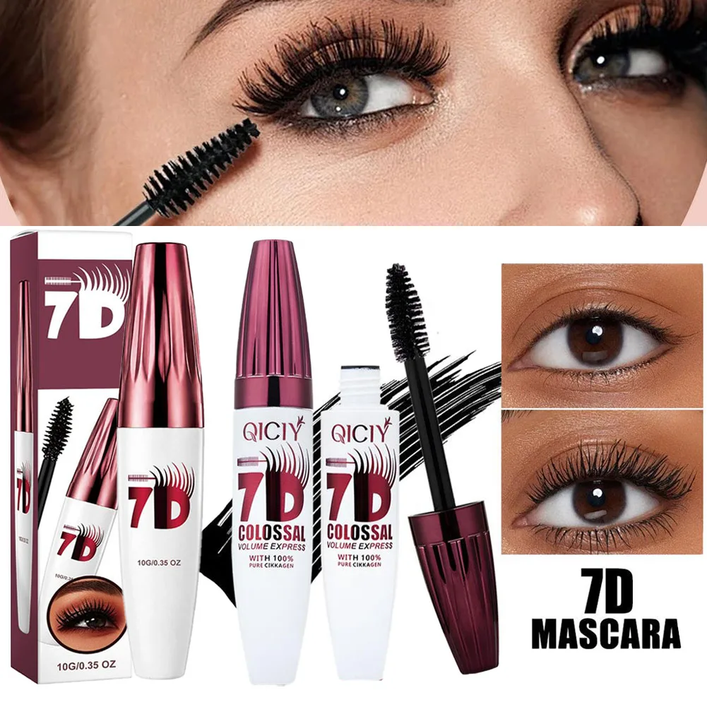 Schwarze Mascara für mehrdimensionales Volumen, Wimpernverlängerung mit Seidenfasern, wasserfest, wischfest, langanhaltendes Augen-Make-up, Kosmetik