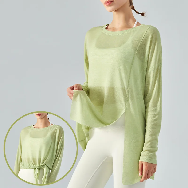 PofyBofy Split Workout Top Yoga Athletic Soft Comfy Tee Shirt Mesh Sheer Yoga Loose Long Sleeve Workout Sexy Long Sleeve T Shirt