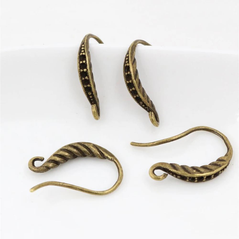 10pcs ( 5pair) 15*8mm banhado a prata brilhante e banhado a bronze gancho de orelha popular brincos de fios para mulheres moda brincos de jóias