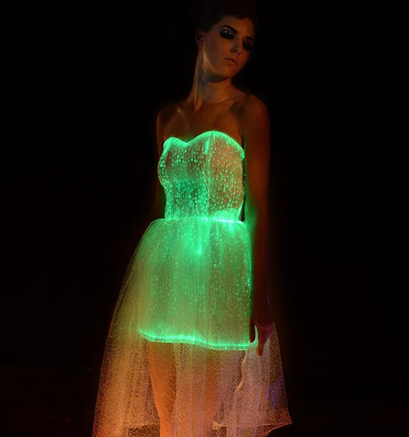 LED Light dress Luminous clothing fiber optic dance costume girls LED Wedding dress