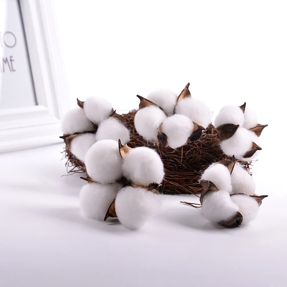 6 Pcs Cotton Branches Boll Stalks Flower Decor Stems Artificial Garland Decorations