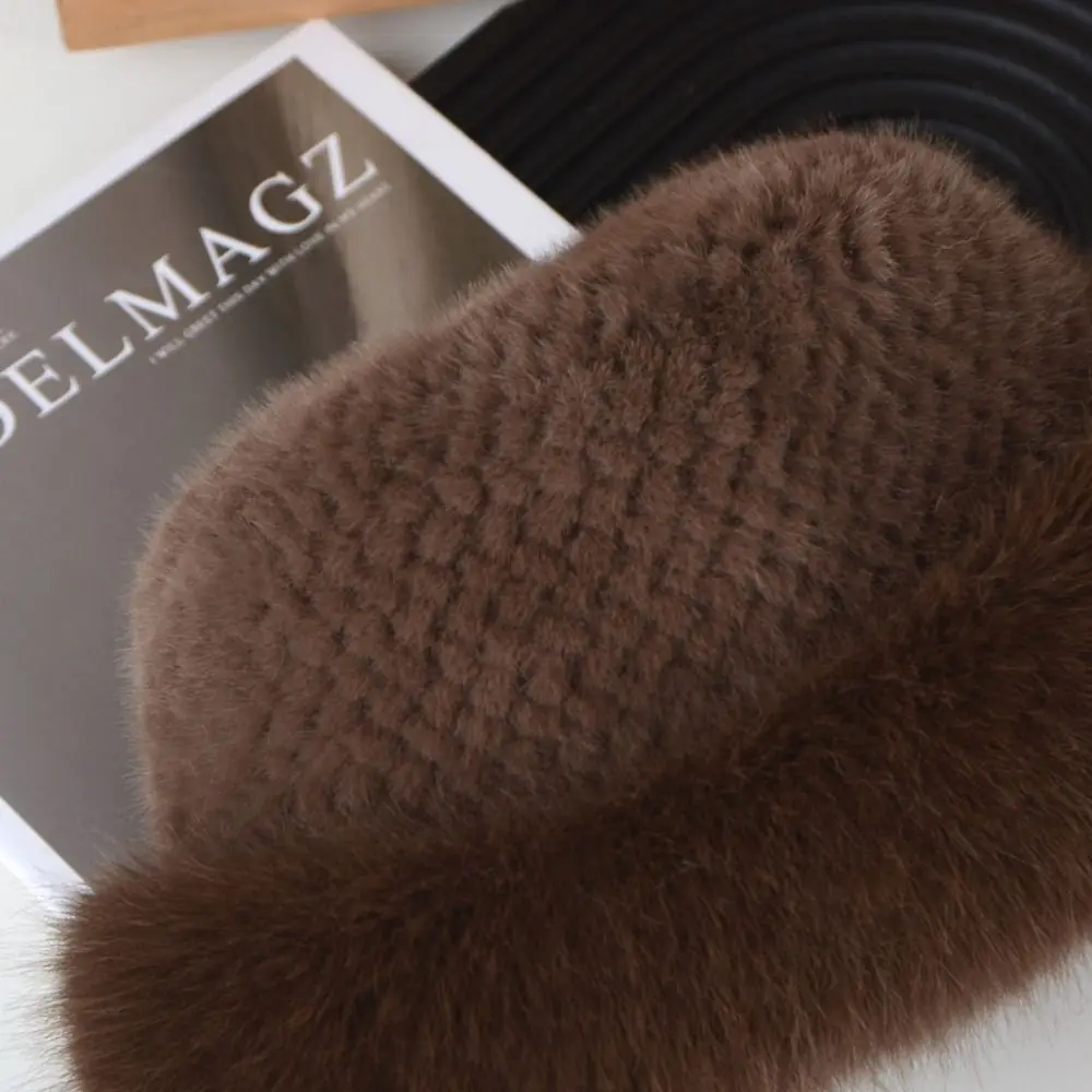 Retro Warm Fluffy Fur Hat Brimless Korean Style Plush Bucket Hat Thicken Faux Fur Winter Hat Autumn Winter 4
