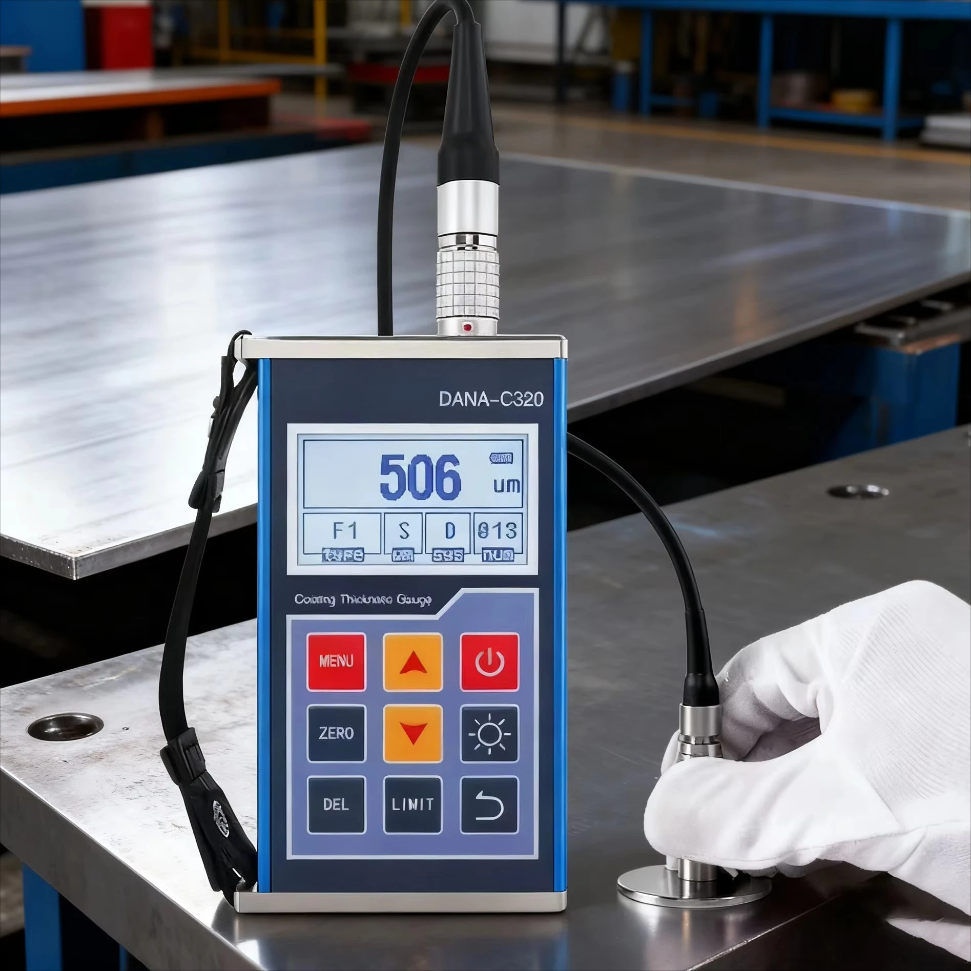 C320 طلاء السيارات الرقمية قياس سمك متر فيلم جاف قياس سمك متر للكشف عن المعادن الصناعية