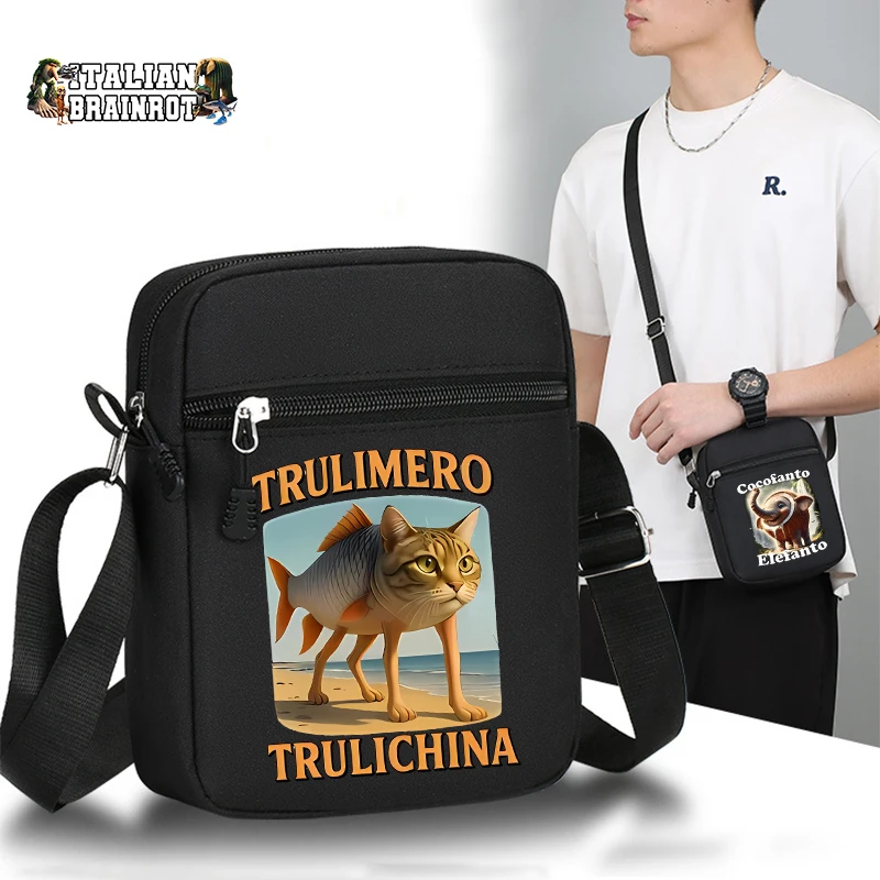 

New Tung Tung Tung Sahur Shoulder Bag Telala Shark Crocodile Bomber Fun Anime Figures Crossbody Bags Handbag Youth Underarm Bags
