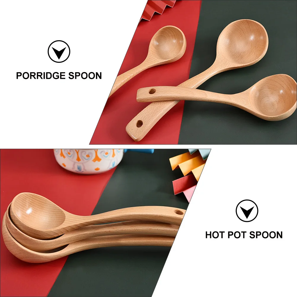 

Hot Pot Soup Spoon Cooking Utensil Scoops Long Handled Spoons for Kitchen Ware Wooden Ladle