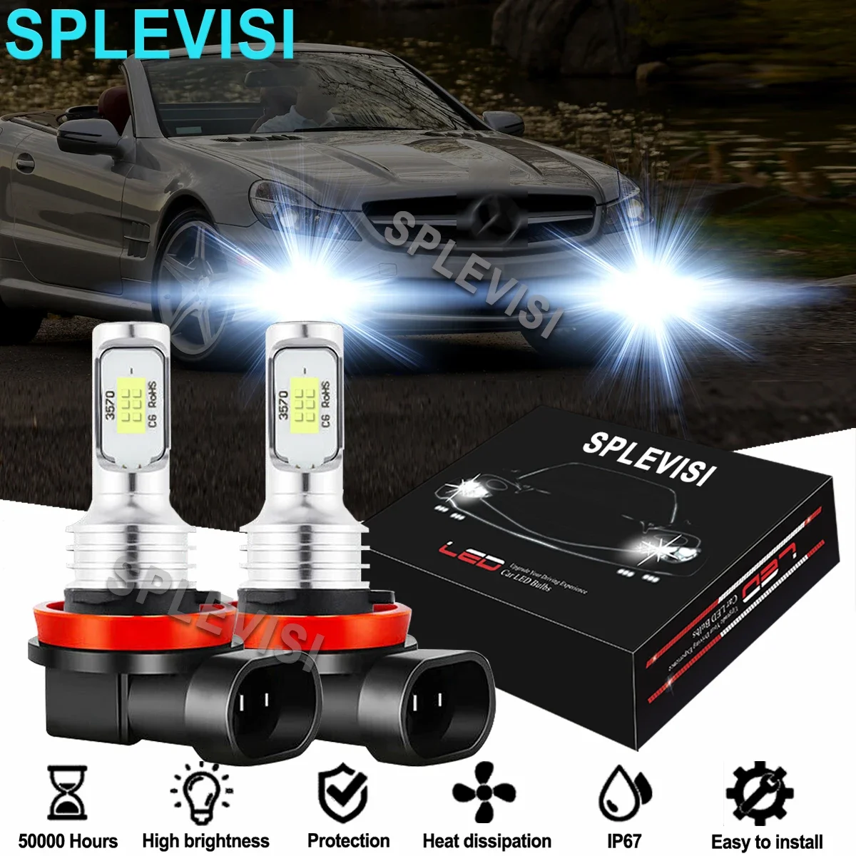 H8 H11 H9 LED Foglight Bulbs White For Mercedes SL R230 2001-2011 MERCEDES C CLASS W204 2007 2018 2019 2010 2011 2012 2013 2014