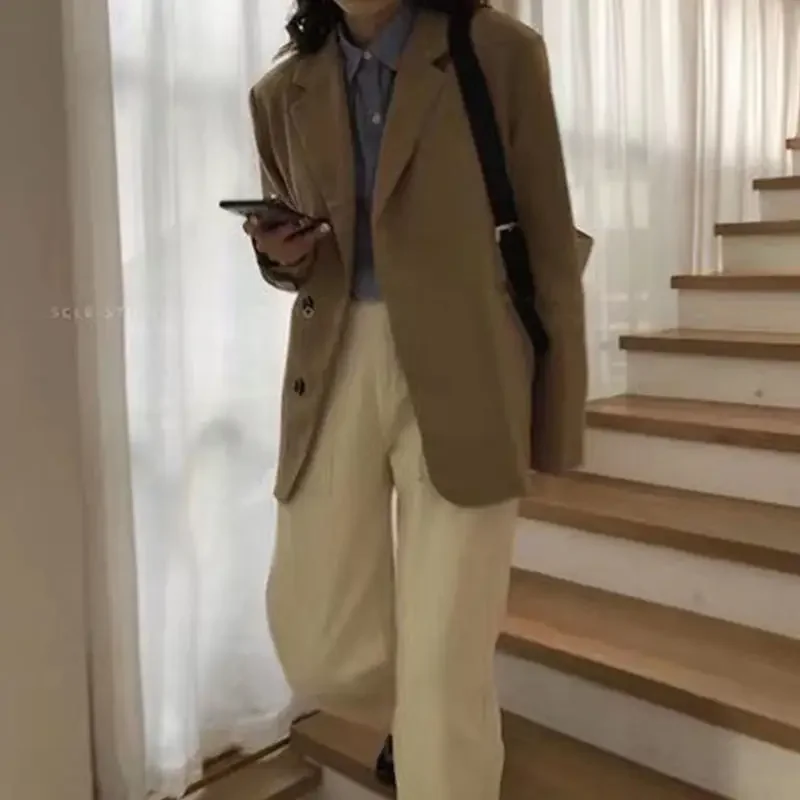 سترة نسائية أنيقة وشبابية خارجية ذات ثنيات مقسمة للحفلات تبدو ضمادة نسيج خشن رائجة البيع كاملة Harajuku Y2K