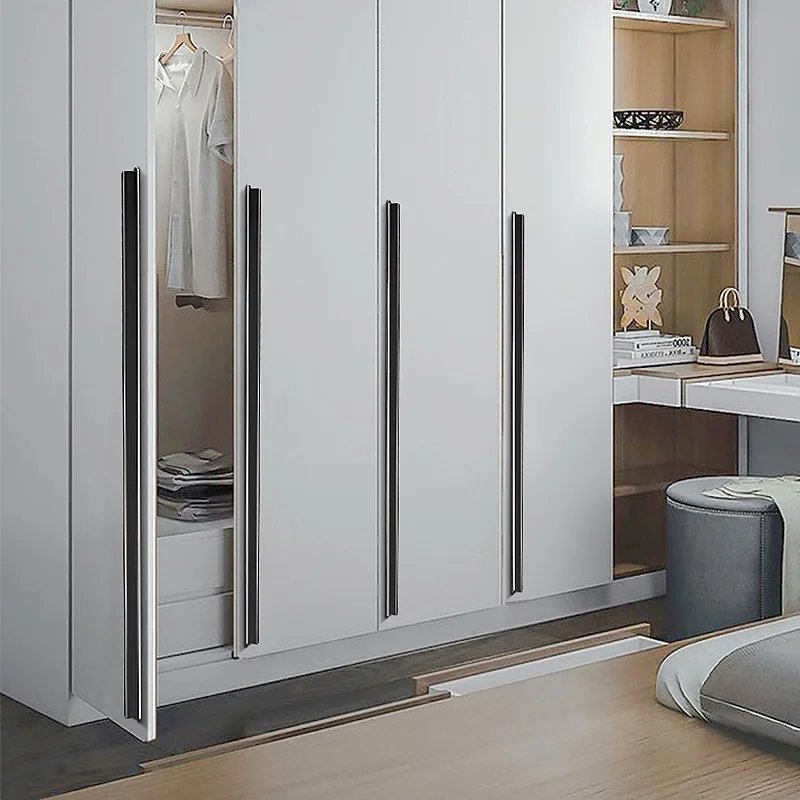 Schranktürgriff, schwarz, modern, minimalistisch, Schrank, Schublade, nordischer erweiterter Kleiderschrank-Türgriff, leichter Luxus, silberner Rand, Muebles