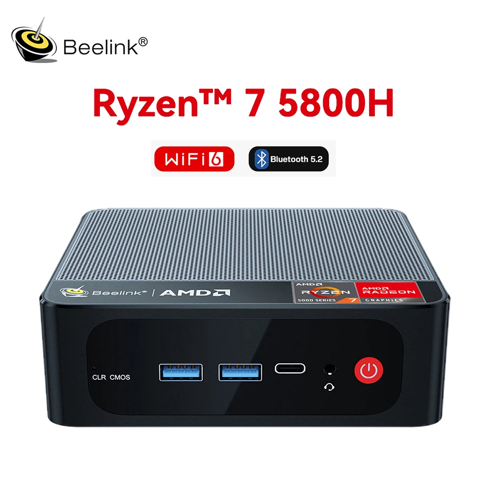 Beelink SER5 Pro Ryzen 7 5800H Мини-ПК DDR4 32 ГБ 512 ГБ NVMe SSD Wifi6 BT5.2 Destop MINI ПК Геймерский компьютер