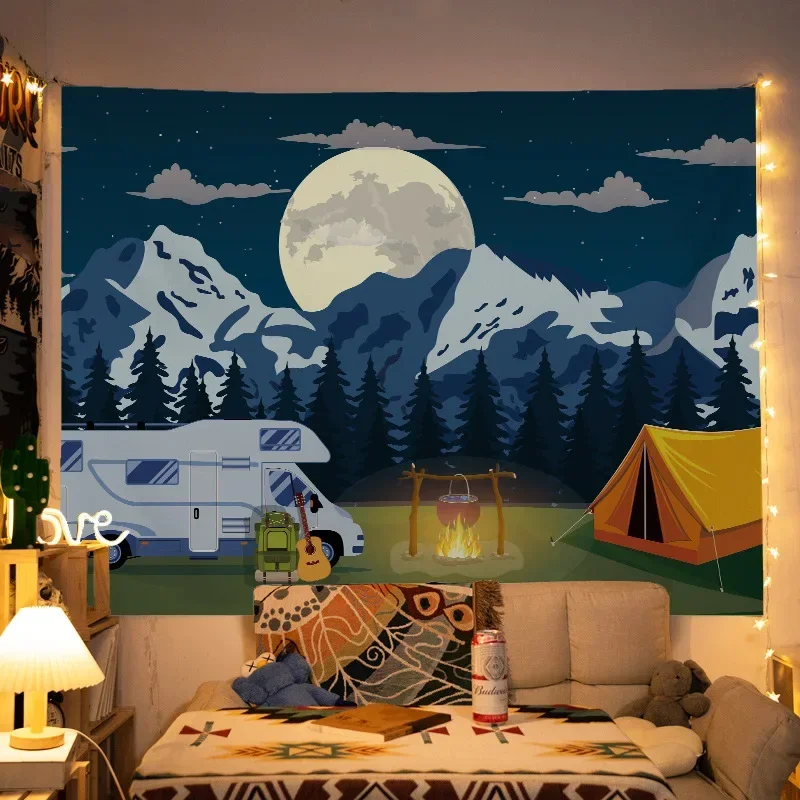 American Vintage Style Tapestry Wall Hanging Bedroom Camping Background Cloth Home Wall Decor Hippie Art Tapestries