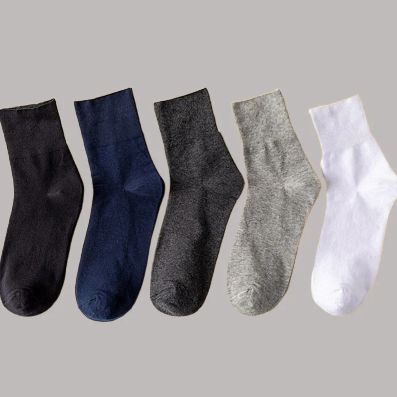 5 Pairs Fashion Comfortable Cotton Causal Socks Men's Black White Grey Socks Breathable Anti-odor Middle Socks