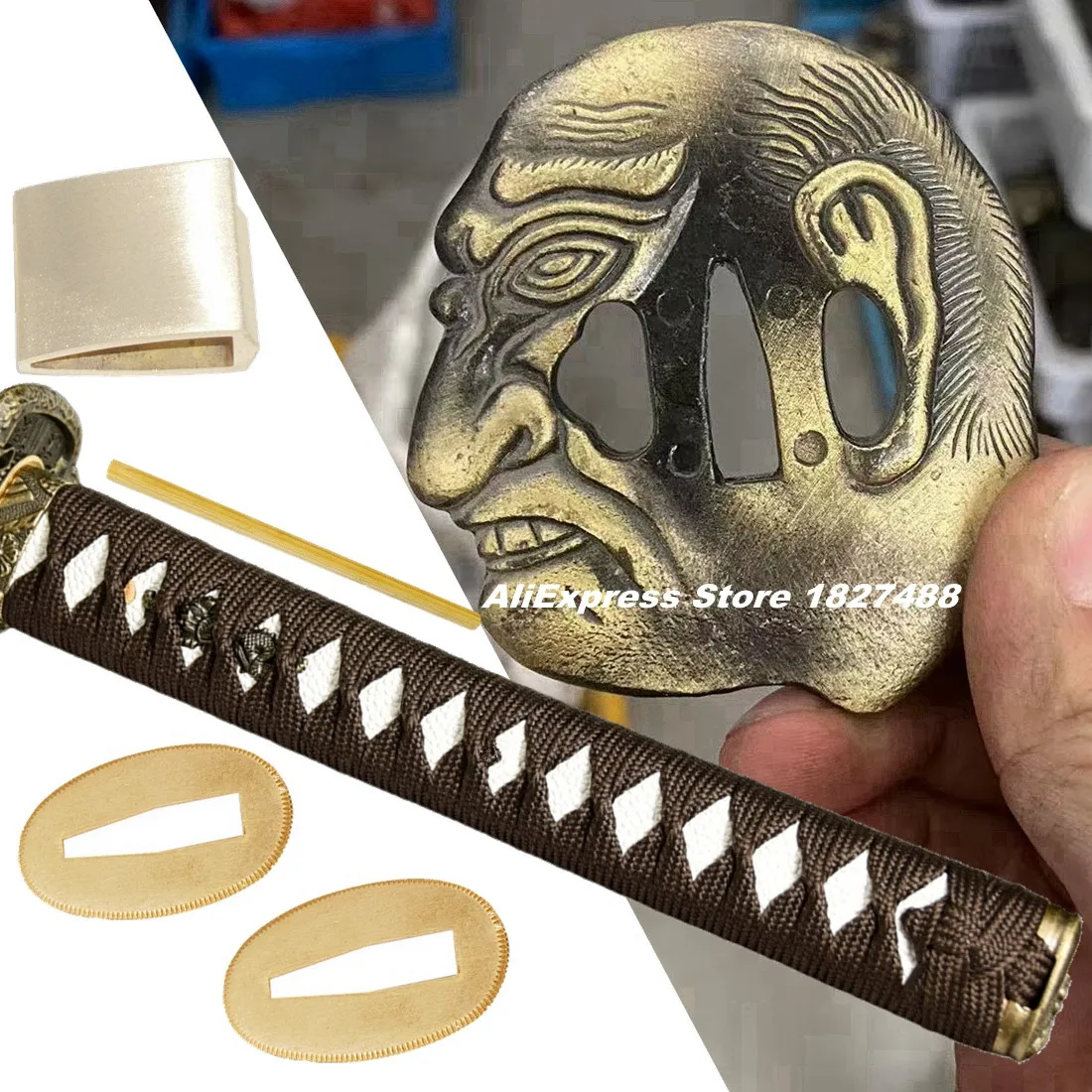 26cm * alça katana japonês samurai espada peças conjunto liga tsuba fuchi kashira menuki habaki seppa tsuka diy acessórios de metal