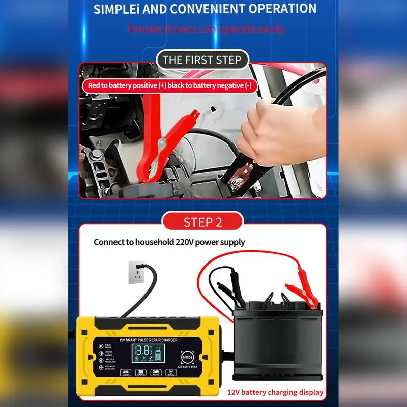 12V 6A Car Charger 6A 12V Smart Automotive Charger Battery Charger Portable Battery Maintainer Float Car Charger For Motorcycle