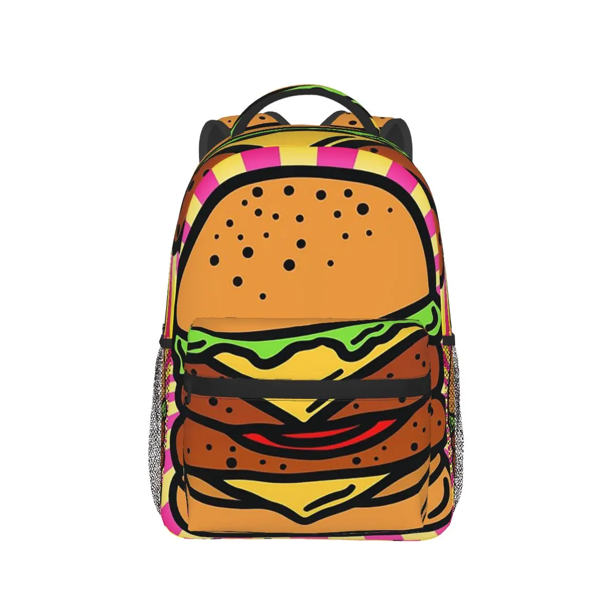 Large Hamburger Pattern Backpack Hot Sale Daypack Large Capacity Boys Girls BookBag School Bag Shoulder Bags for Men Women