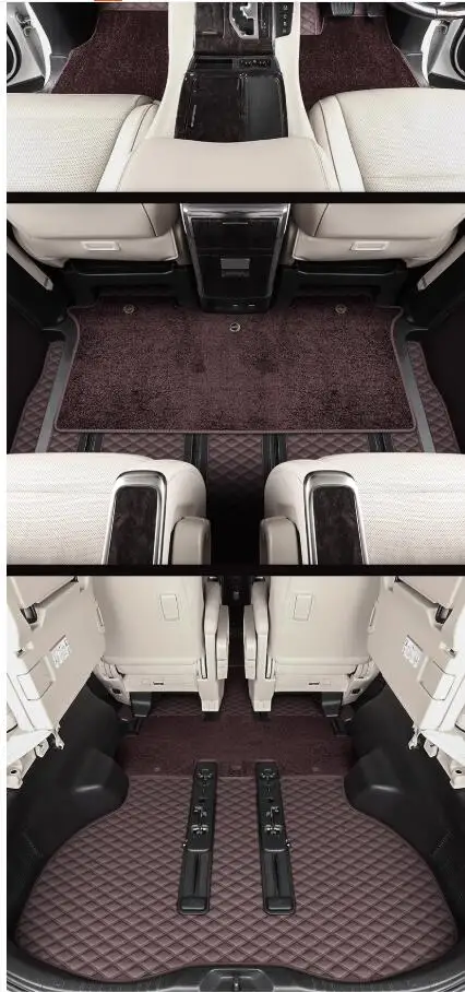 High quality rugs! Custom full set car floor mats for Right hand drive Toyota Alphard  7 8 seats 2026-2002 double layers carpets
