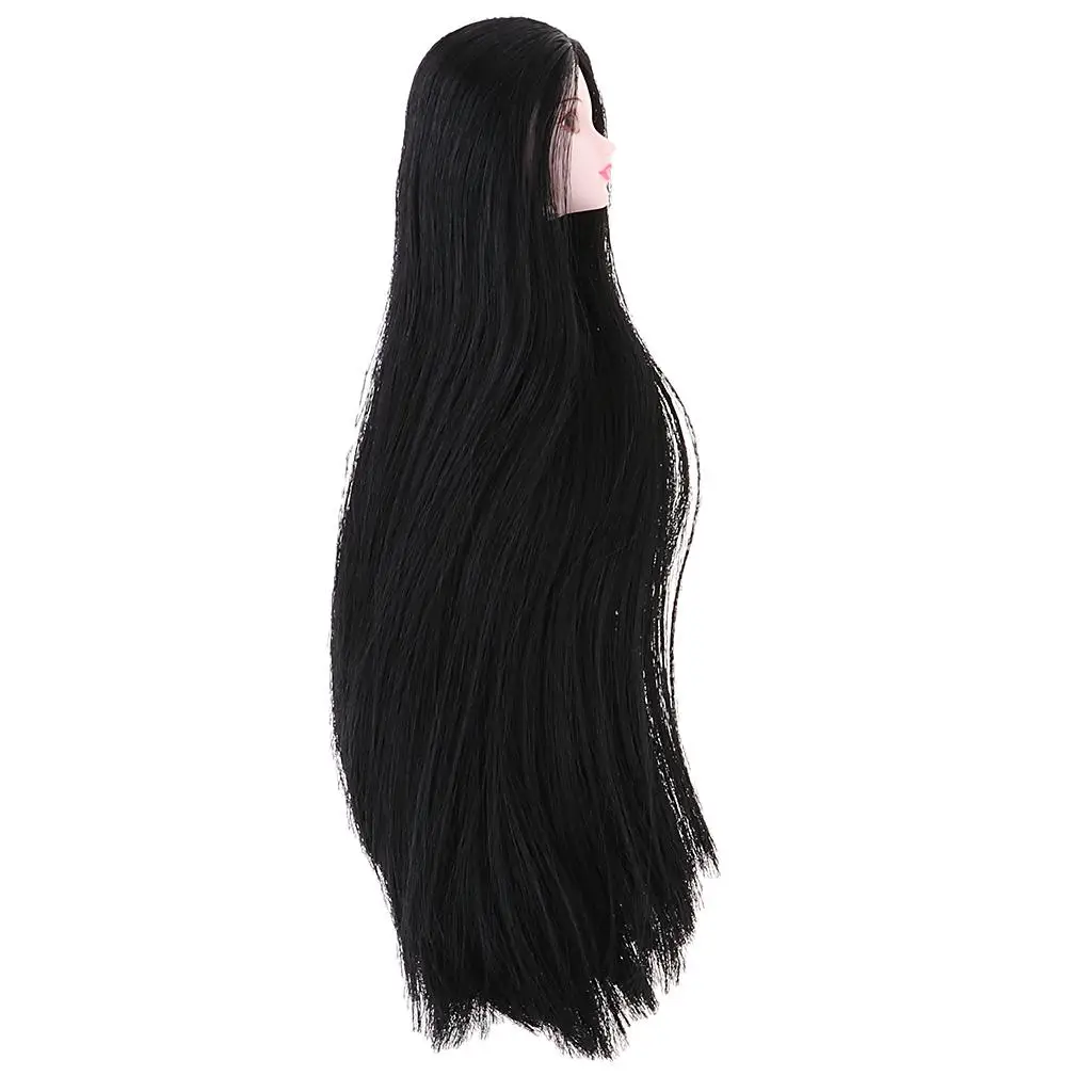 Black Straight Long Hair Head Sculpts Mold DIY Body Parts for for DOC 1/6 Fashion Doll DIY Custom Making