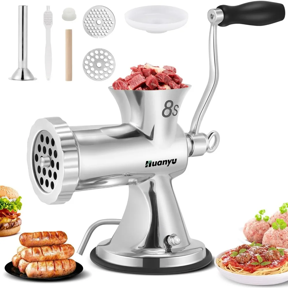 

Manual Meat Grinder Sausage Stuffer Filler Hand Crank Mincer Stainless Steel Meat Processor Grinding Machine Ground Chopper Home