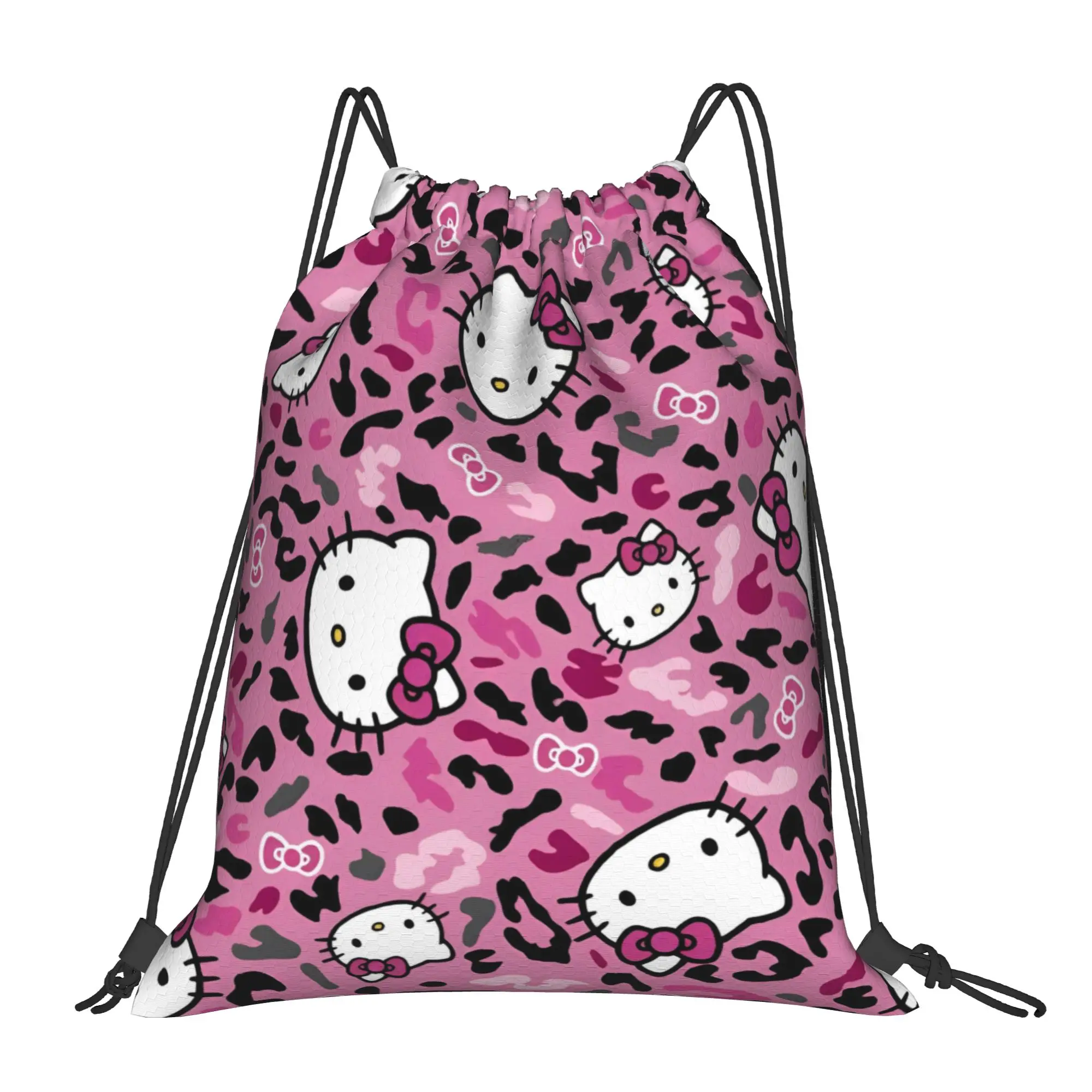 K-Kittys Leopard Cartoon Backpack Drawstring Basketball Bags Bag Water Resistant String Sackpack for Hiking 36cm (W) x 43cm (H)