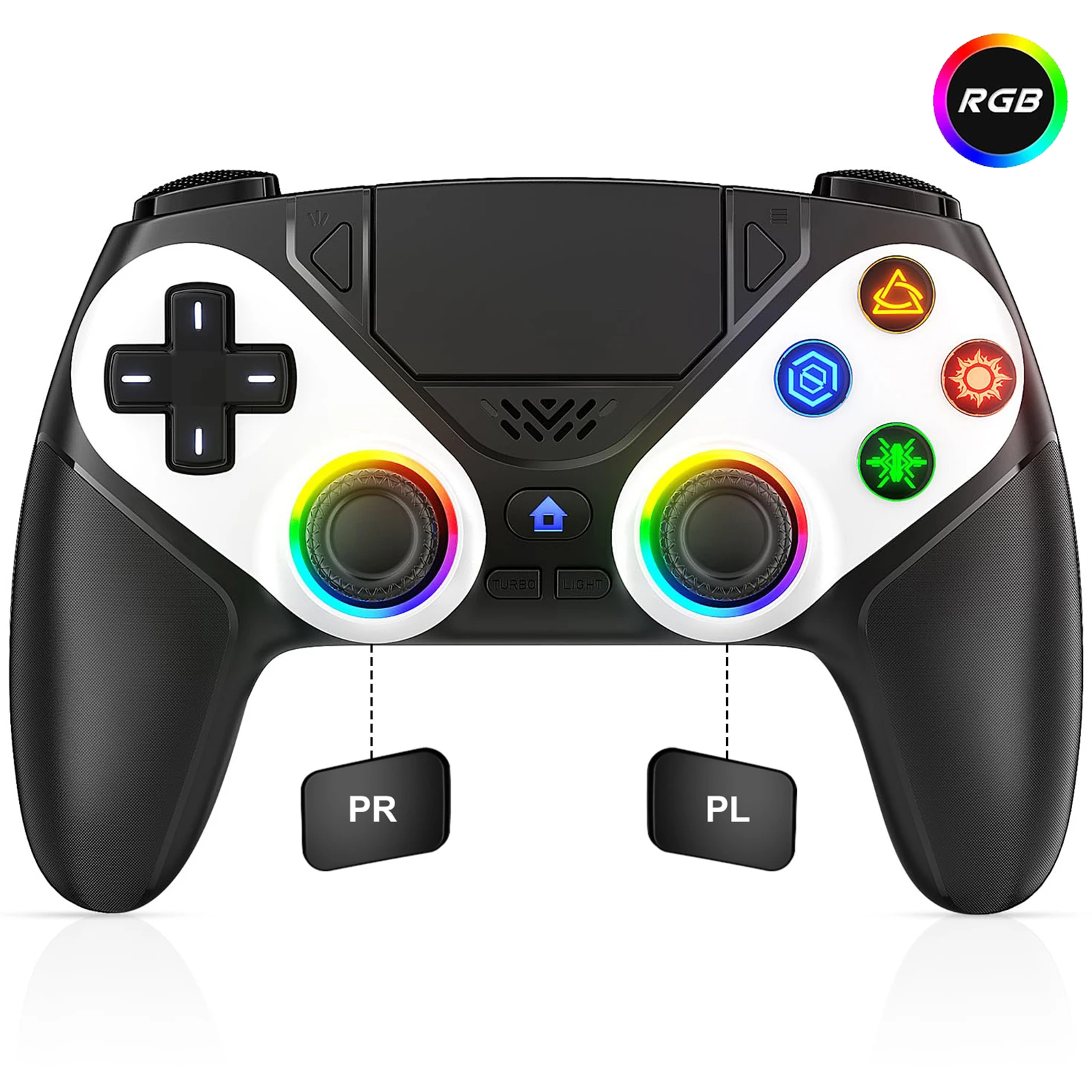 Controller voor Playstation 5/PS5/PS5 Pro/Slim/PC, Draadloze Gamepads RGB Joystick Turbo/Marco Program Dual Vibrate Game Controle