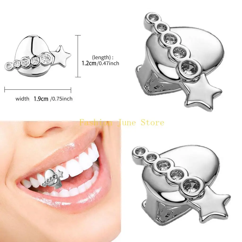 N5KA Sturdy Gold Plated Star Tooth Jewelry Party Tooth Accessory Single Tooth Grillzs For A Unique And Eye Catching Look