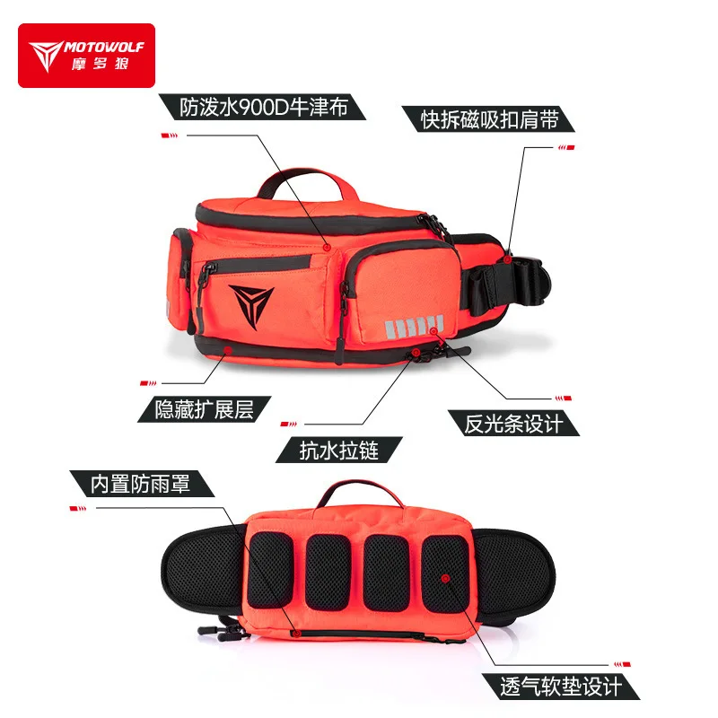 Tas pinggang sepeda motor multifungsi, tas bahu kasual dan portabel luar ruangan kapasitas besar cepat dilepas
