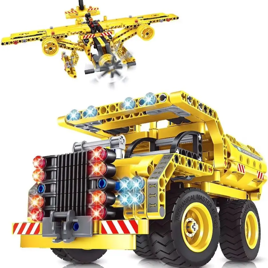 VATOS 2-in-1 STEM Building Toy Technic Airplane Dump Truck 361pcs Creative Bricks Kit Boys Girls 6+ Years Old Engineering Blocks