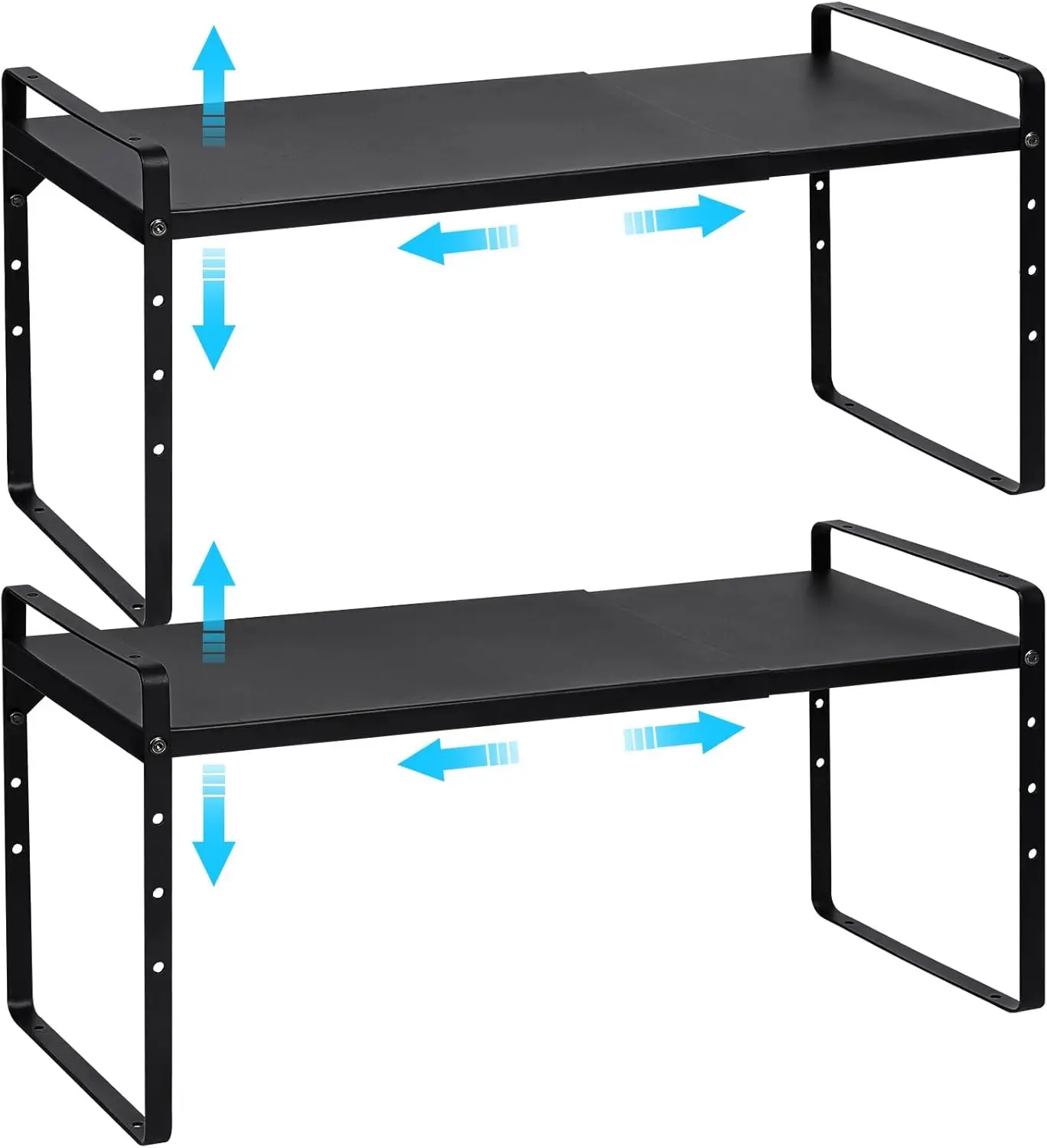 

15.5 to 25.5 Inch Expandable Kitchen Cabinet Organizer Shelf, 2 Pack 30 LBS Heavy Duty Adjustable Kitchen Counter Storage Shelve