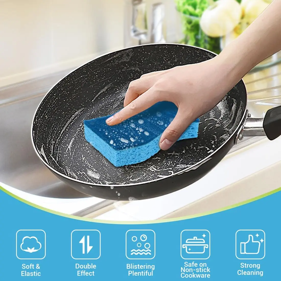 AIDEA Sponges Kitchen-240Count, Non Scratch Scrub Sponge, Dish Sponges