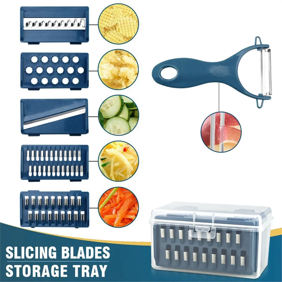 Vegetable Slicer Multifunctional Fruit Potato Peeler Carrot Grater with Basket Zester Cutter Kitchen Accessories Tool