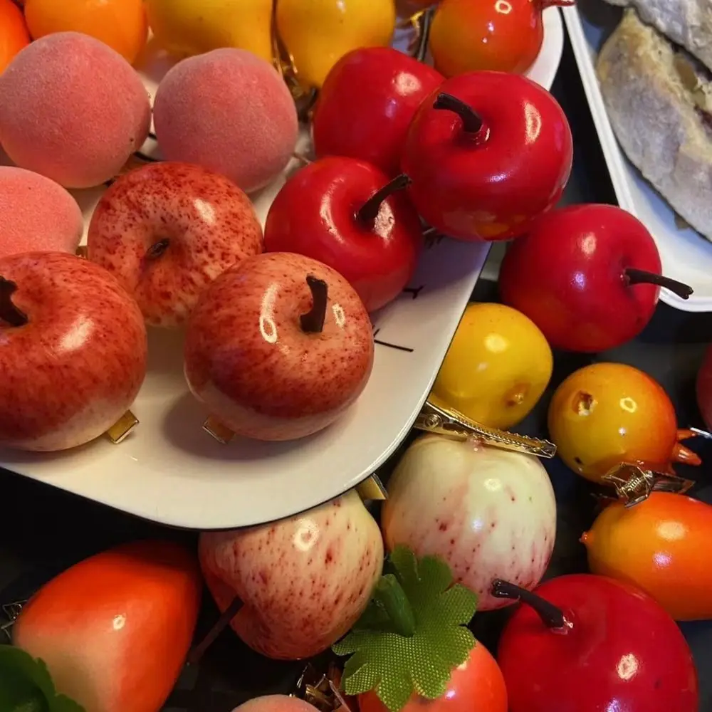 Horquilla de fruta de simulación de cereza Simple, comida falsa de limón, pinza de pelo linda, Clip de pico de pato para niños, accesorios para el cabello para mujeres y niñas