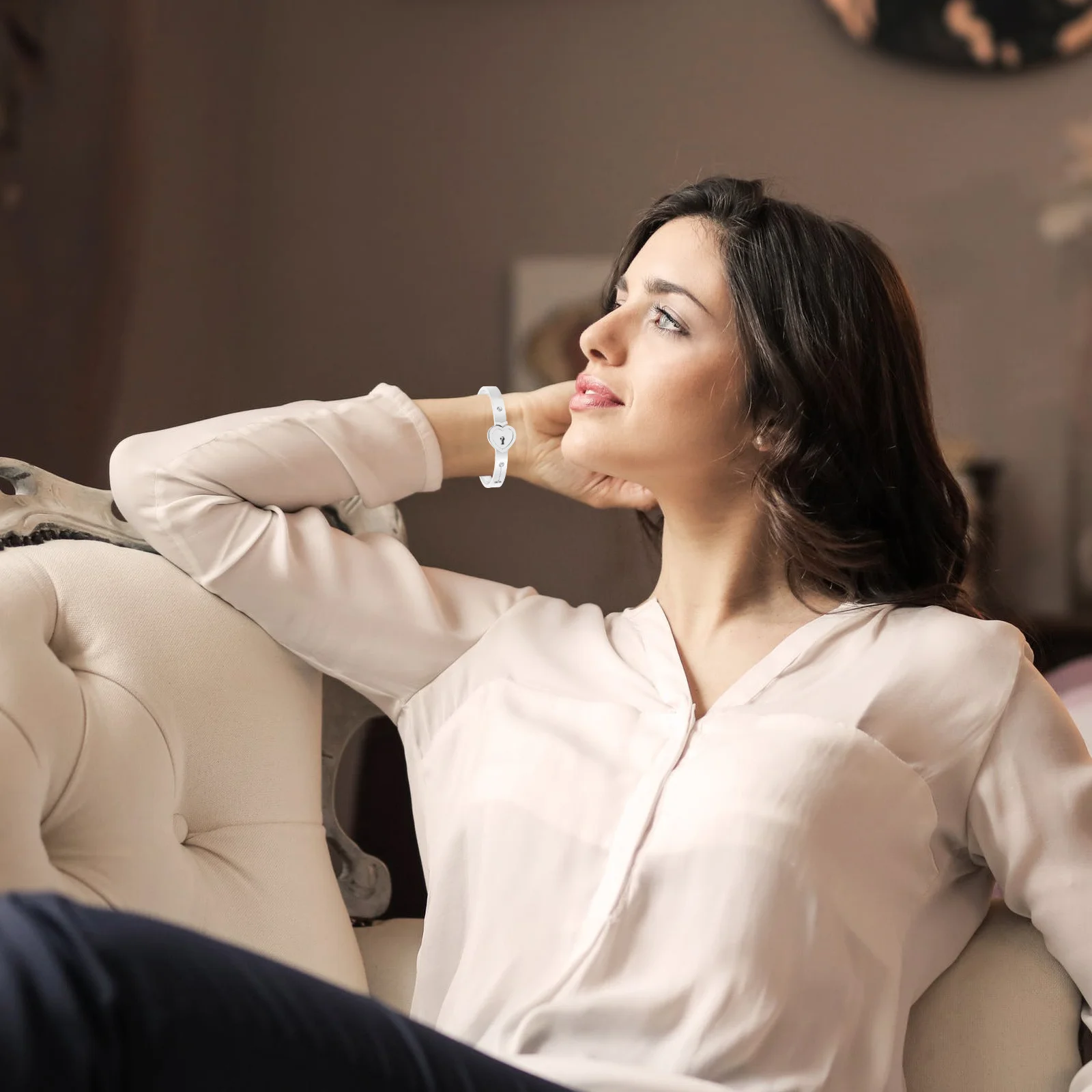 

Love Heart Bracelet Titanium Steel Key Necklace Lock Charm Chic Bracelet Jewelry Perfect Valentine's Day Wedding Gift