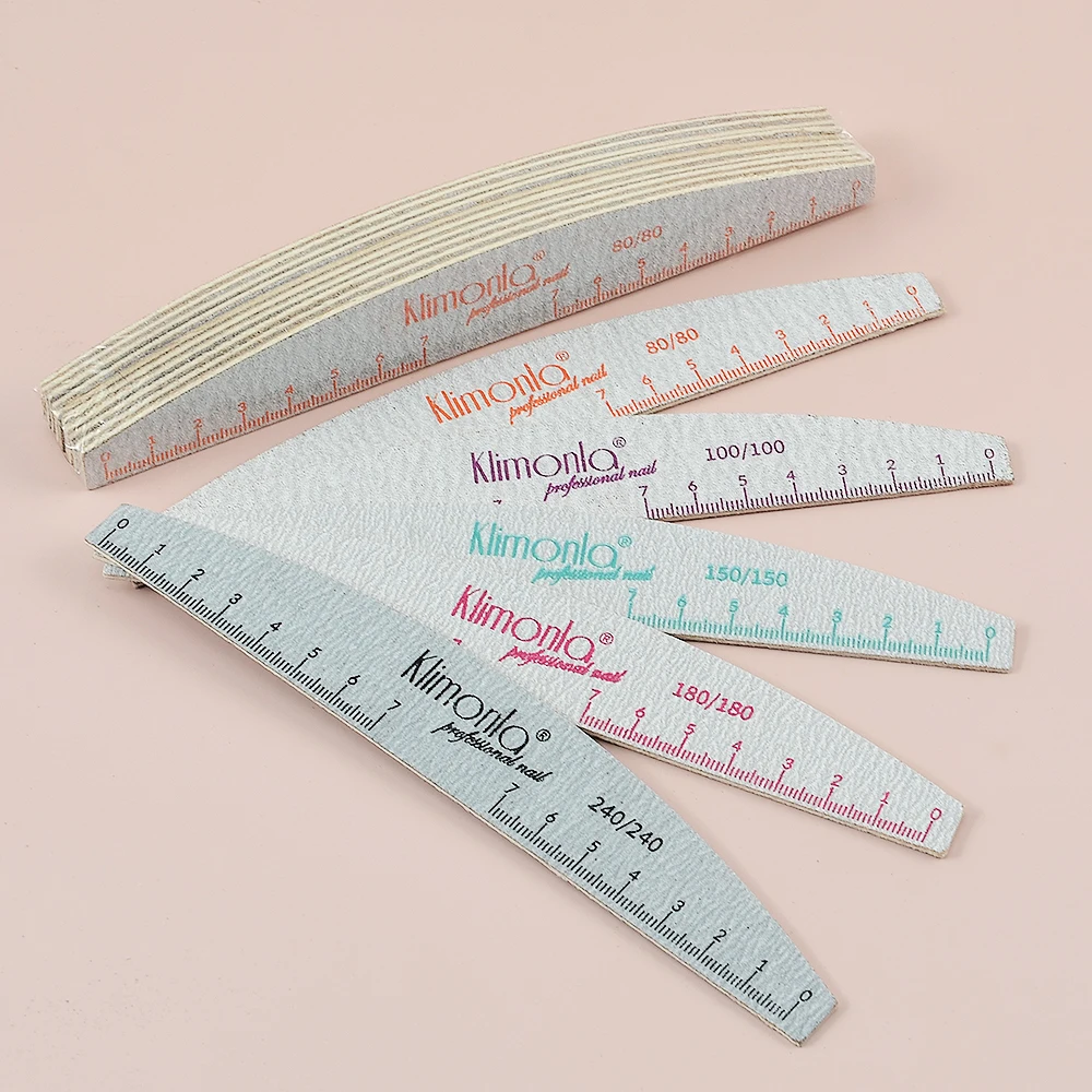 

10pcs Nail File 100/180 Half Moon Wooden Chip Nail File Digital Scale Pattern Professional Lime Nail Art Accessories and Tools