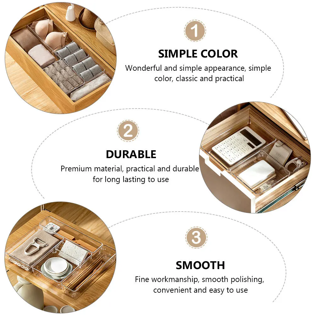 

6Pcs Household Storage Boxes Transparent Multifunctional Drawer Organizer Sundries Container Tableware Storage Holder