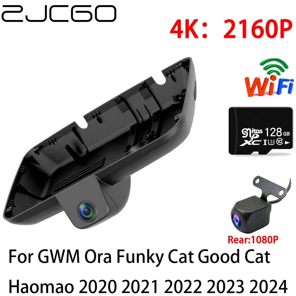 ZJCGO 2K 4K Car DVR Dash Cam Wifi Front Rear Camera 2 Lens 24h Monitor for GWM Ora Funky Cat Good Cat Haomao 2020 2021 2022 2023