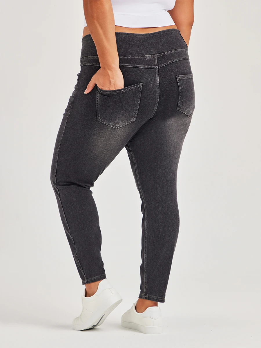 Muyafei Plus Size Cross Waist High Elastic Skinny Jeans Women High Waist Tummy Control Slim Fit Stretchy Casual Denim Pants view 4
