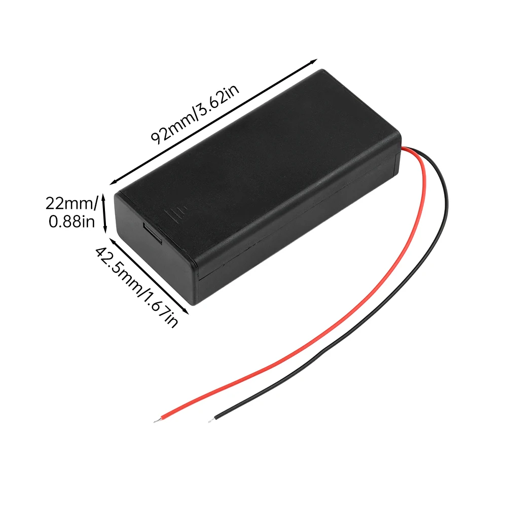 Portabatteria 18650 a 2 slot Connessione parallela Scatola batteria 18650 da 3,7 V con cavi Coperchio posteriore interruttore ON/OFF