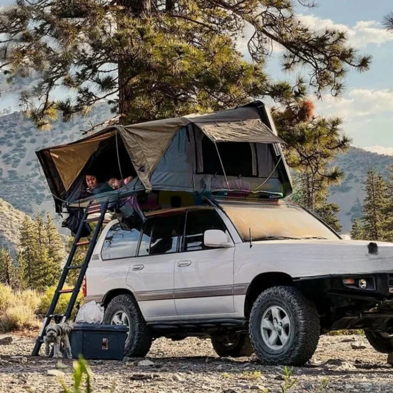 Factory Hot Selling PVC Coated Aluminum Soft  Rooftop Tent 2-4 Person Camping