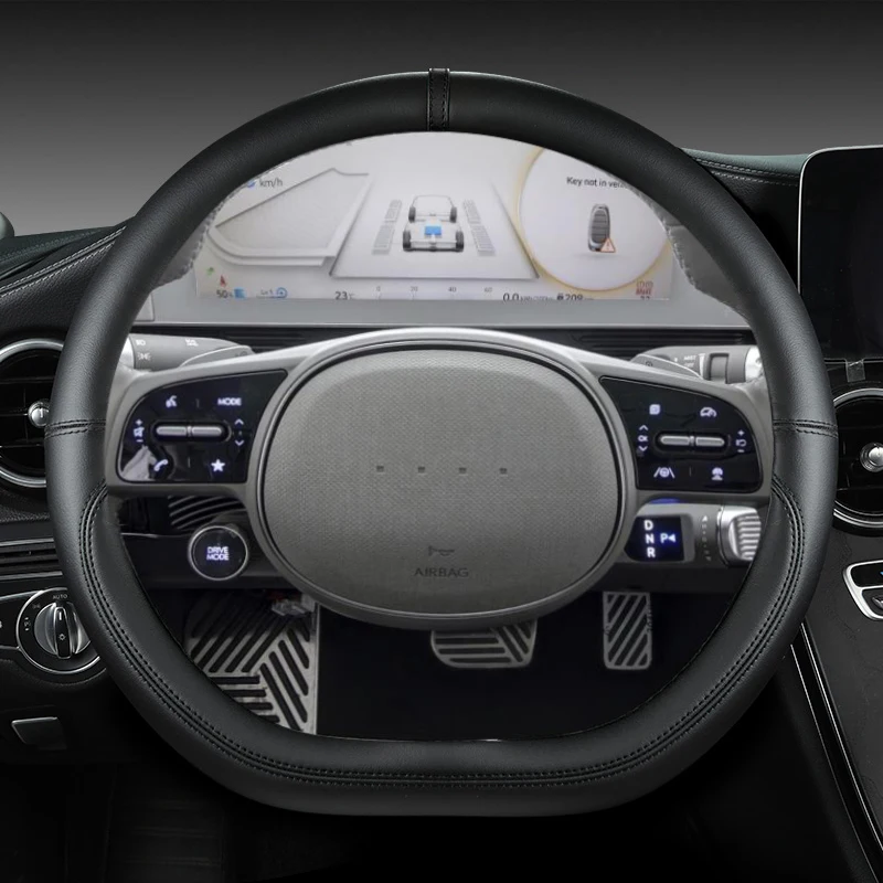 For Hyundai ioniq 5 2016 2017 2018 2019 2020 2021 2022 Car Steering Wheel Cover D Shape PU Leather Auto Accessories interior