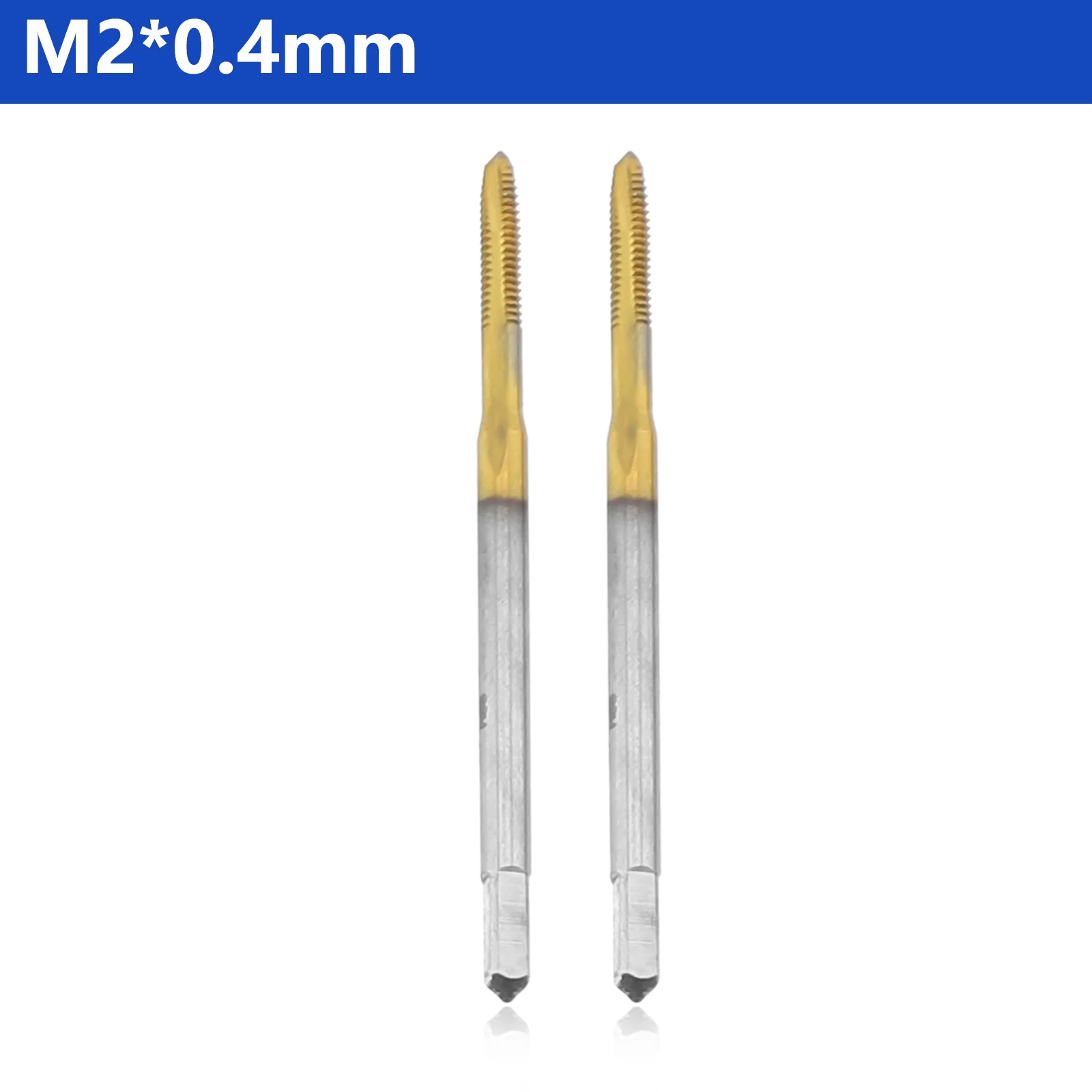 Set of 2 Coated Thread Tap Drill Bits M2 Metric Straight Flute Made of High Speed Steel 6542 for Machinery and Furniture Repair