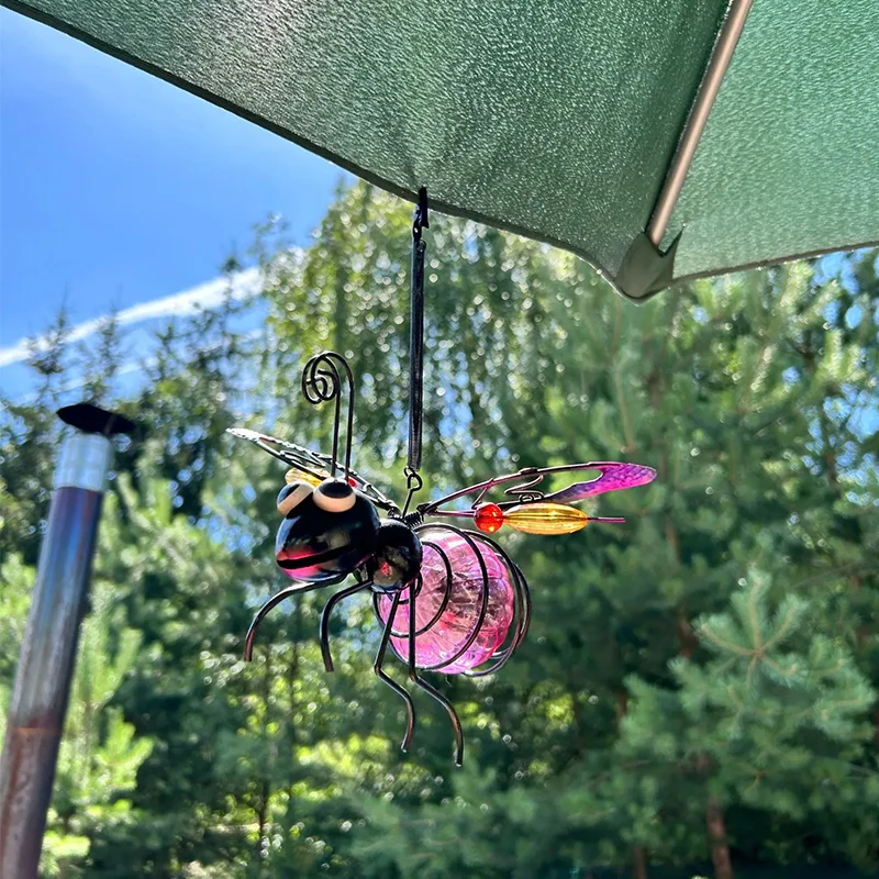 3 Pack Solar Powered Hanging Bug Statue Art Metal Insect Lamp Garden Waterproof Ornament For Outside Lawn Tree Yard Fence Decor