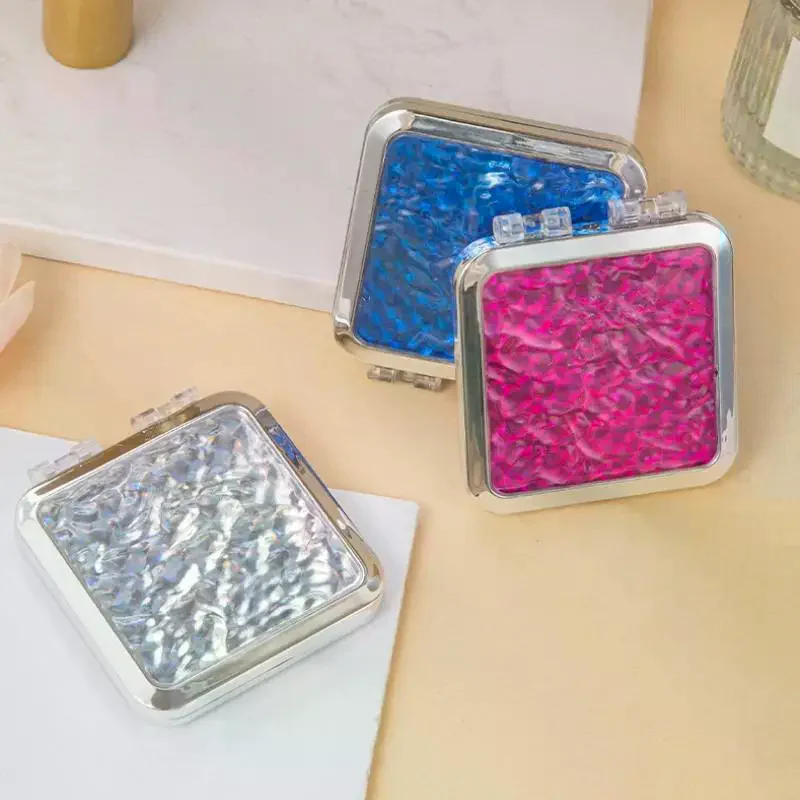 水波紋両面ミラー、折りたたみ化粧鏡、手持ちコンパクトでポータブルな卓上ドレッシングミラー、ビューティーミラー