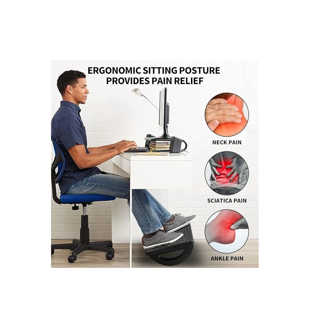 Ergonomic Foot Stools for Under Office Desk - Foot Rest for Under Desk at Work -Rocking Footrest with Roller Massager - Leg Res