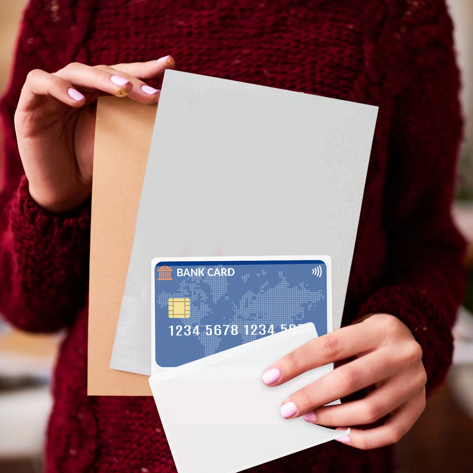 

50pcs Plastic Protectors Clear Sleeves For Credit Cards Id Badge Holder Business Card Protector Transparent Organizer Portable