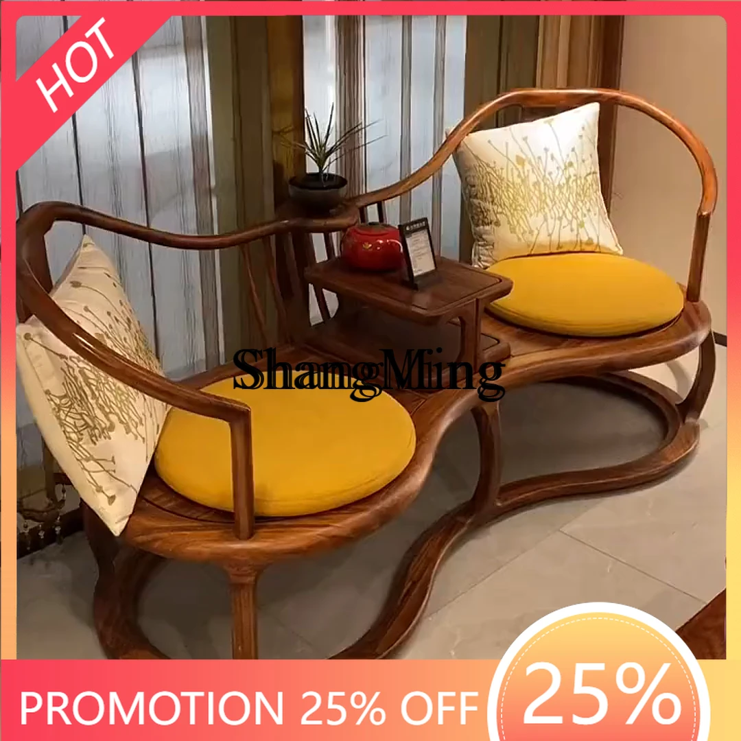 

FG new Chinese ebony arhat bed simple zen solid wood chaise longue living room double sofa chair leisure one-piece chair