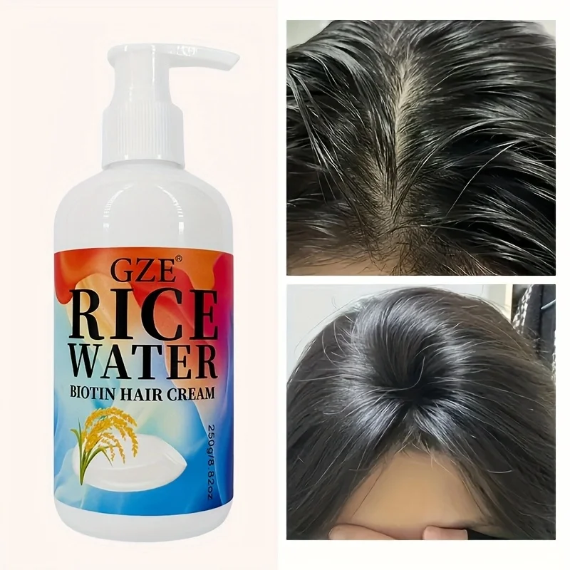 

GZE Rice Water Biotin Hair Cream Strong Hair Deep Hydrating Moisturizing For All Hair Types