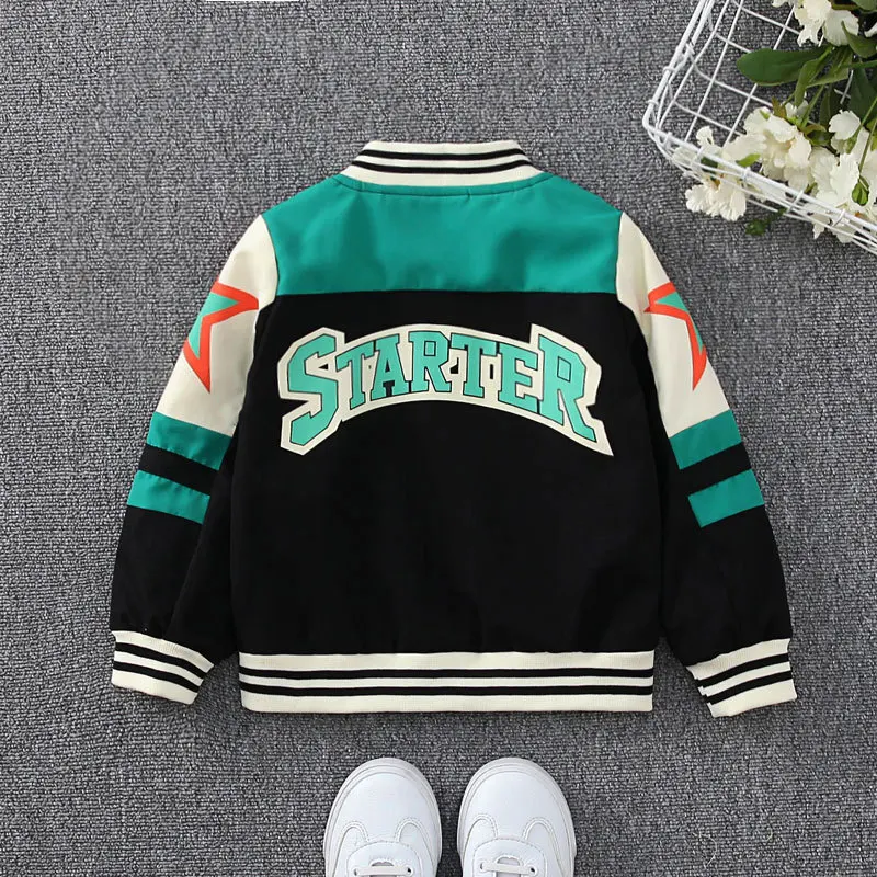 Children Spring Baseball Jackets Fashion Boy Coat 2024 New Prints Letter Teenager Clothing Kids Hoodless Casual Tracksuits