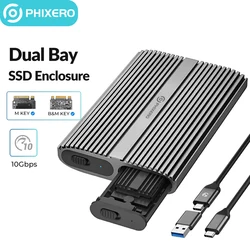 PHIXERO-carcasa de aluminio para disco duro M2 NVMe SSD, carcasa de unidad de estado sólido, 10gbps, PCIe, tipo C, M.2, clave M, compatible con UASP