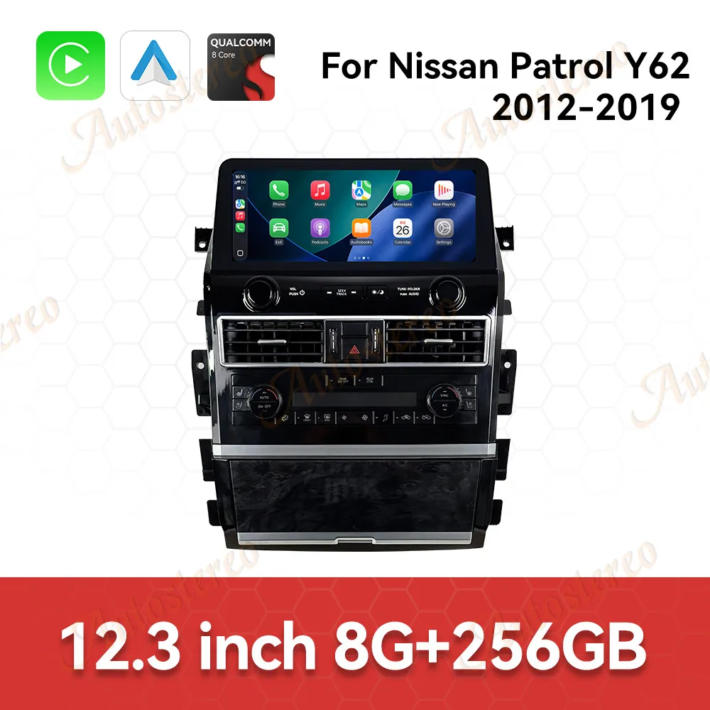 12.3inch Carplay Android Car GPS Navigation Screen For Nissan Patrol Y62 2012-2019  Auto Stereo Multimedia Player Radio
